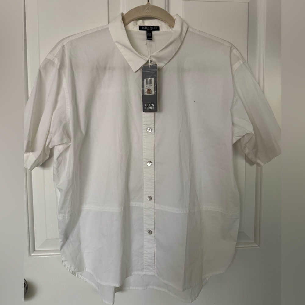 Eileen Fisher Classic White Collared Shirt